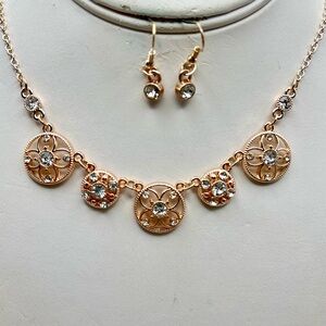 Elegant Rose Gold Necklace and Earring Set